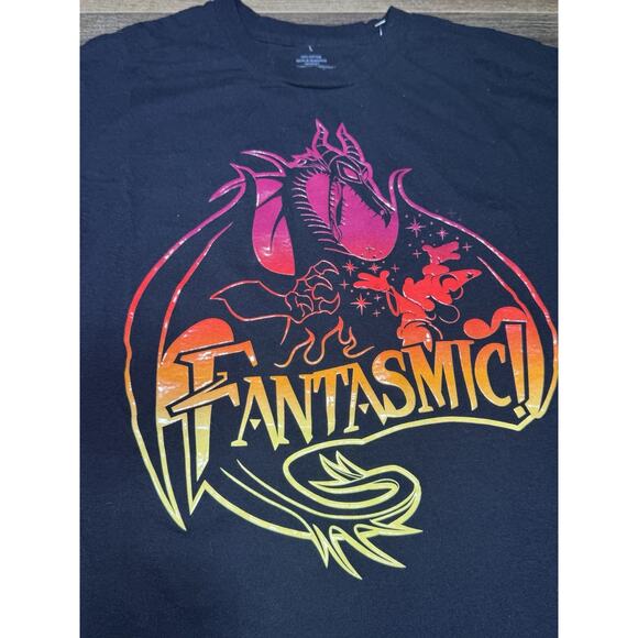 Disney Parks Fantasmic Sorcerer Mickey And Dragon Black T-shirt Adult Large - Picture 2 of 6